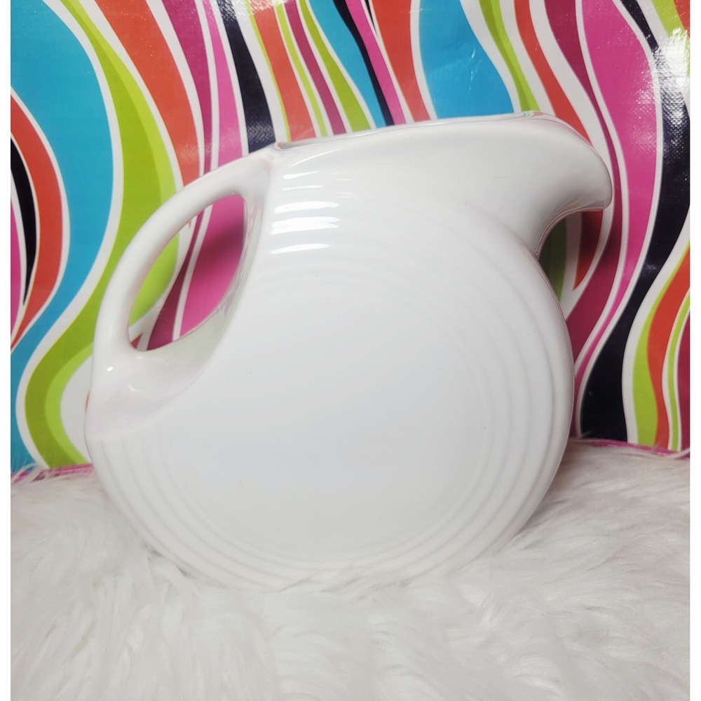 Vintage Fiestaware White Made In USA 7" Disk Pitcher Large Fiesta